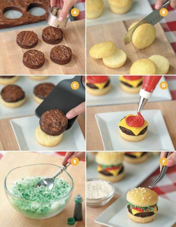 DIY Cupcake Hamburgers (Crabby Patties)