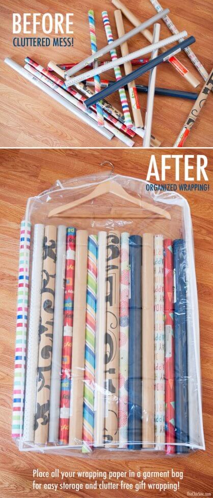 Garment Bag Wrapping Paper Storage