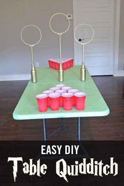 Create this easy table-top DIY quidditch game for your Harry Potter birthday party.
