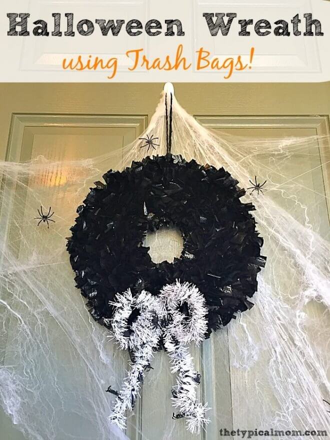 DIY Halloween Trash Bag Wreath