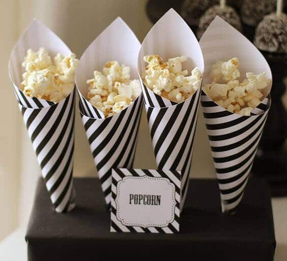 Black and White Popcorn Cones