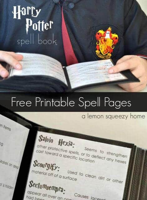 Help your guests learn their charms with this Harry Potter Printable Spell Book. 