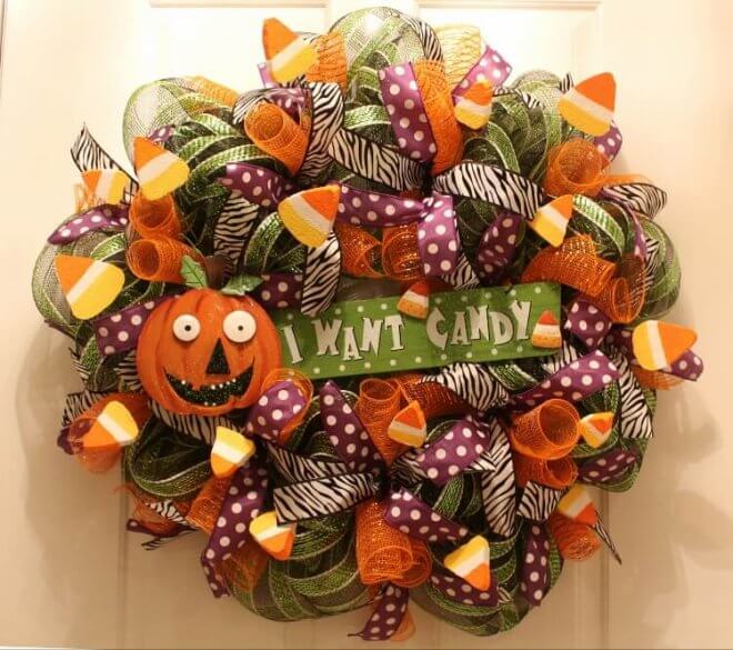 Festive Halloween Mesh Wreath