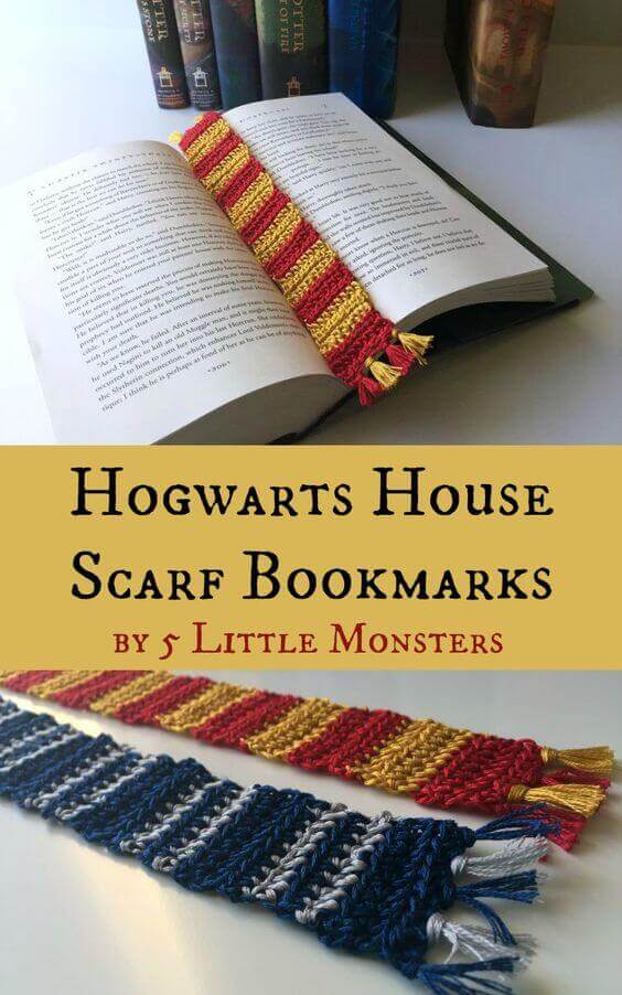 These cute Hogwarts house scarf bookmarks make great Harry Potter party favors.