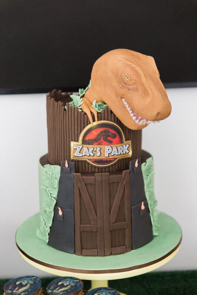 Boys Jurassic Park Themed Birthday Party Cake
