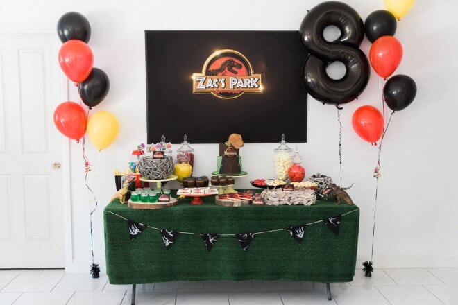 Boys Jurassic Park Themed Party Dessert Table