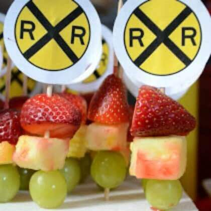 Railroad crossing fruit kabobs