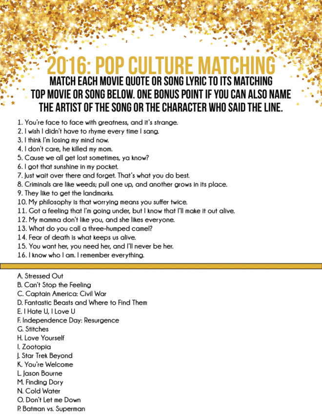 Pop Culture Matching Game