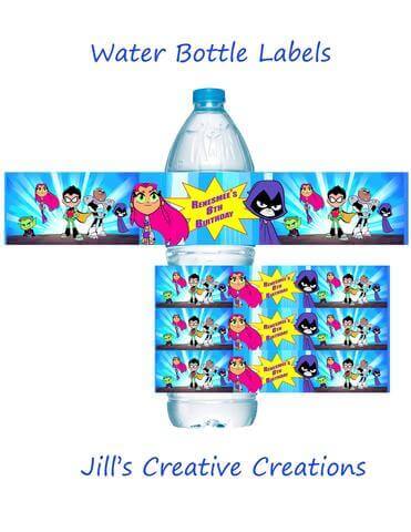 Teen Titans Go Water Bottle Labels