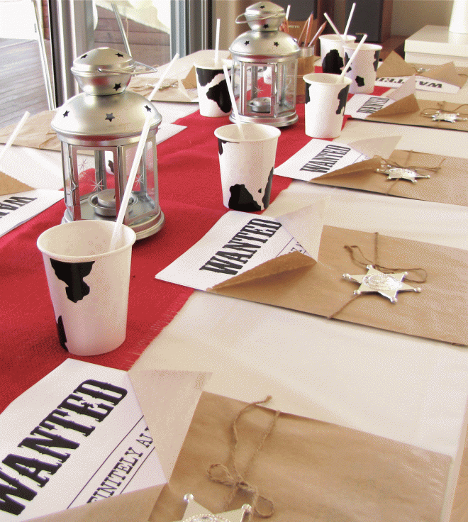 Boys Cowboy Western Themed Birthday Party table Settings