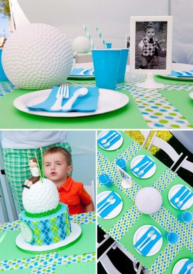 Boys Golf Themed Party Table Decorations