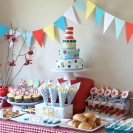 Food on a table, with Party and Birthday