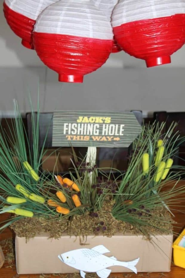 Boys Vintage Fishing Birthday Party Centerpiece