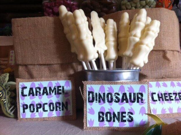 Boys Dinosaur Themed Birthday Party Candy Bone Ideas