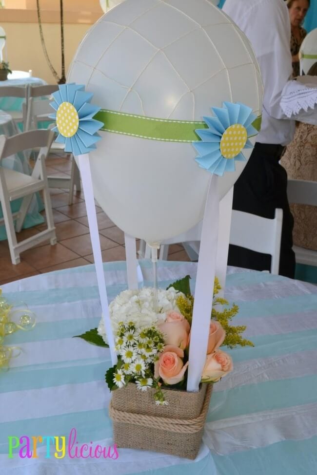 Boys Hot Air Balloon Baby Shower Table Decorations Centerpiece