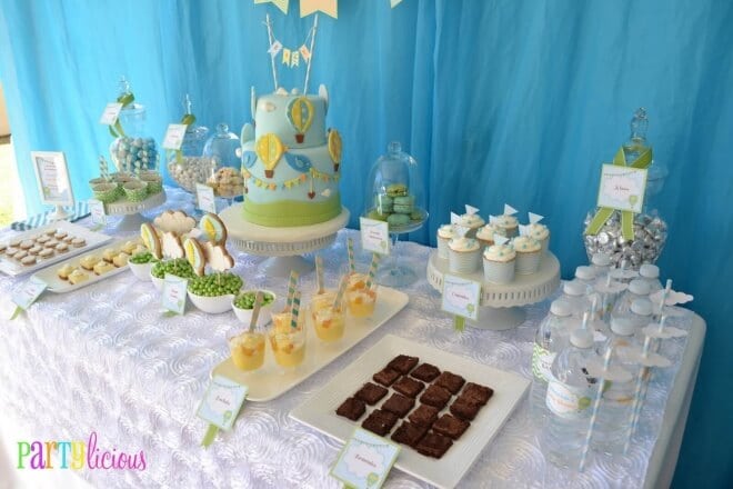 Hot Air Balloon Themed Baby Shower Party Dessert Table