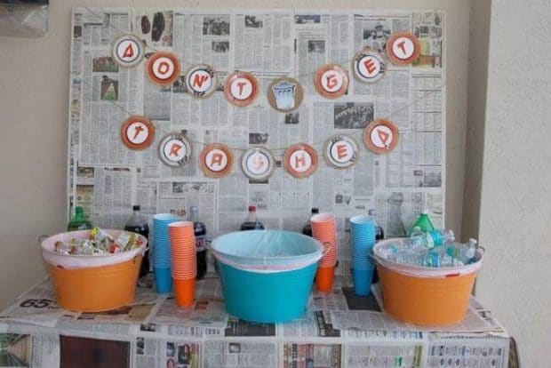 Garbage Truck Themed Birthday Party Drink Station