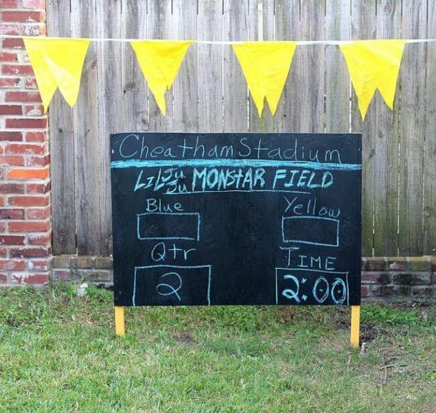 Take your backyard football to the next level with this chalk scoreboard!