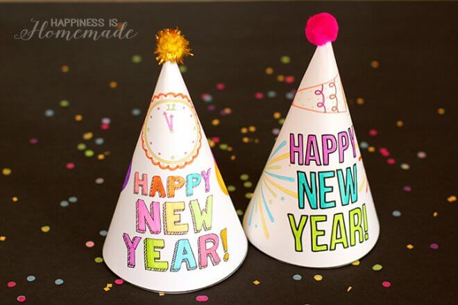 New Years Eve printable Party Hats