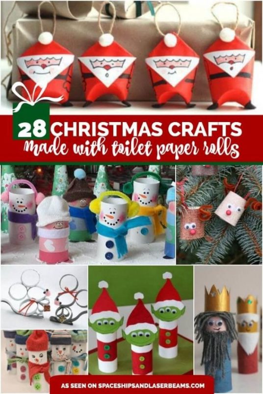 28 Christmas Crafts Made From Toilet Paper Rolls - Spaceships and Laser