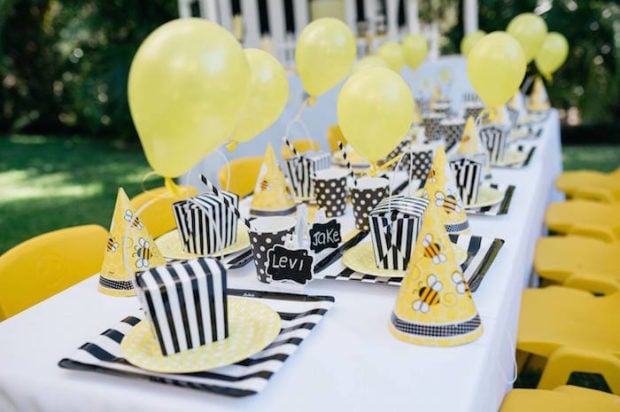 Boys Bumble Bee Birthday Party Table Ideas