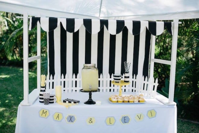 Boys Bumble Bee Themed Party Drink Station Ideas