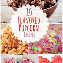 A bunch of different types of food, with Popcorn