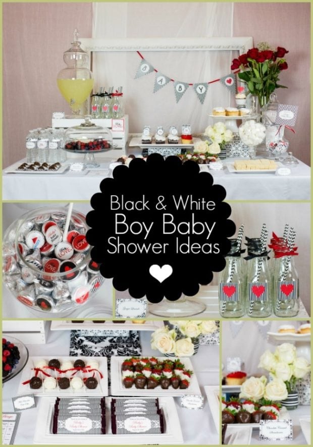 Black and White Boy Baby Shower Ideas - Spaceships and Laser Beams