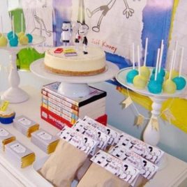 A kitchen with a birthday cake