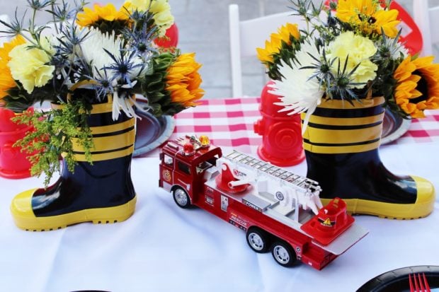 Boys Fireman Birthday Party Centerpiece Ideas