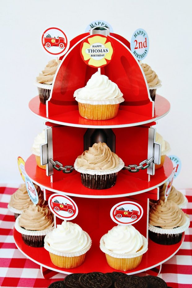 Boys Fireman Themed Birthday Party Cupcake Stand
