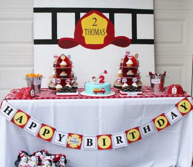 Boys Fireman Themed Birthday Party Dessert Table Ideas