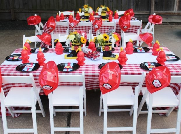 Boys Fireman Themed Birthday party Dining Table Ideas