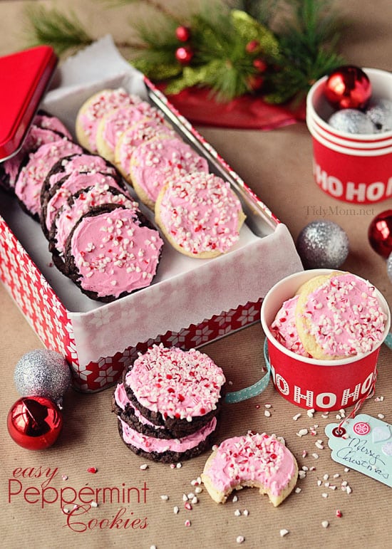 Peppermint Buttercream Cake Mix Cookies