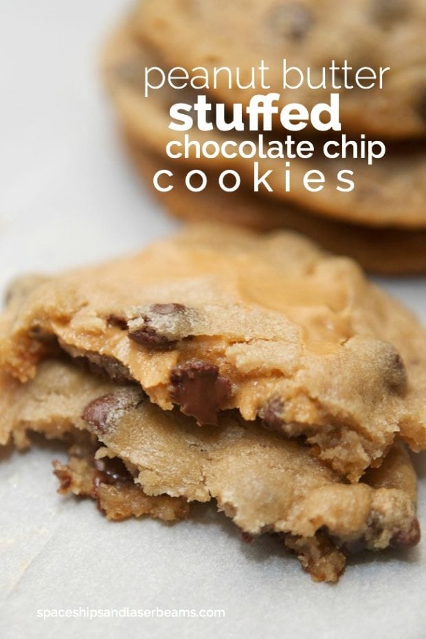 Peanut Butter Stuffed Chocolate Chip Cookies