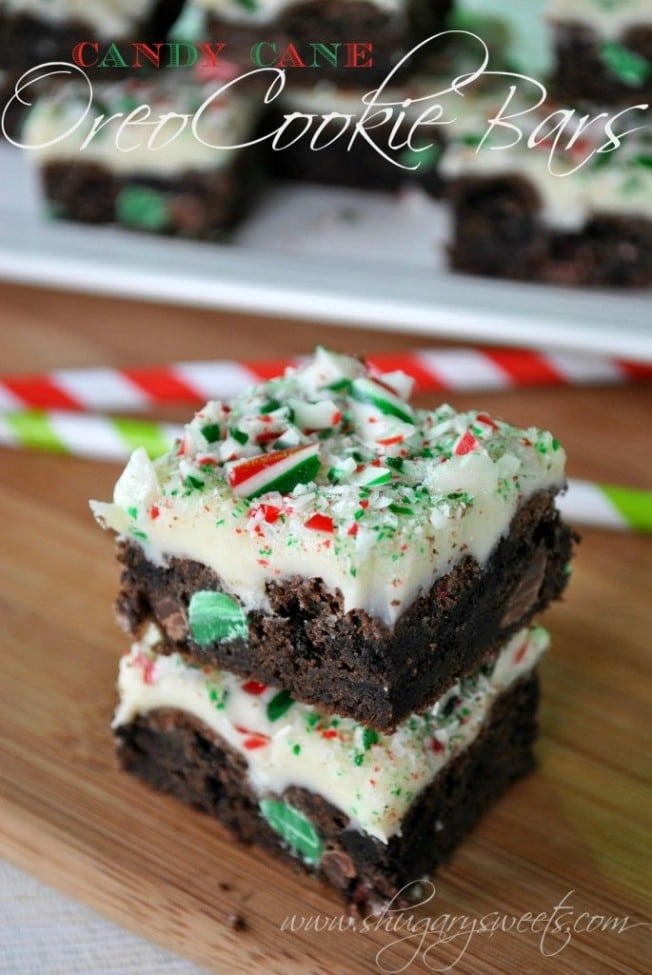 Candy Cane Oreo Cookie Bars