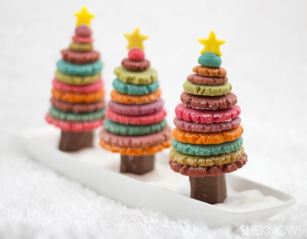 Colorful 3D Christmas Tree Cookies