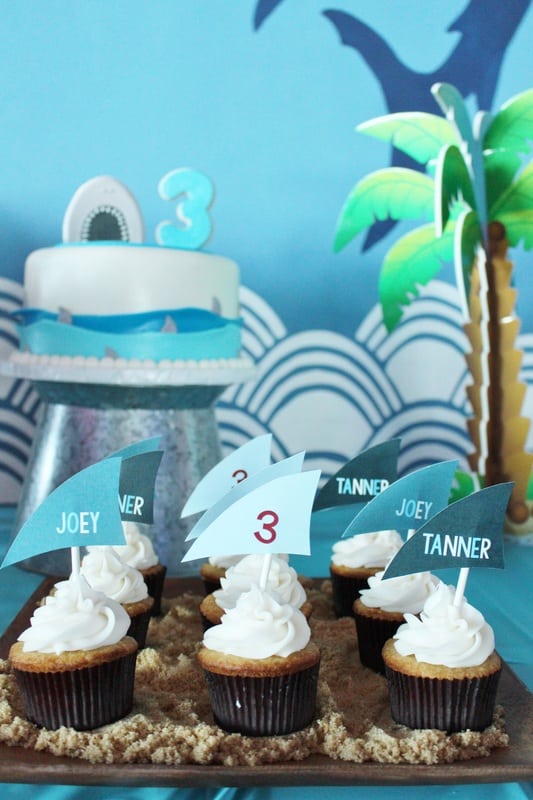 Boys Shark Themed Birthday party Cupcake Food Ideas