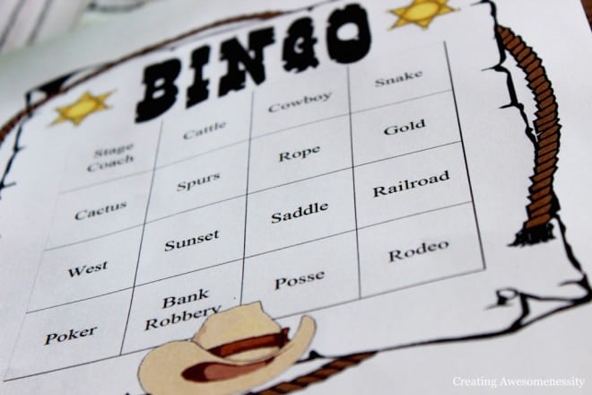Cowboy Themed Western Birthday Party Bingo Game Idea