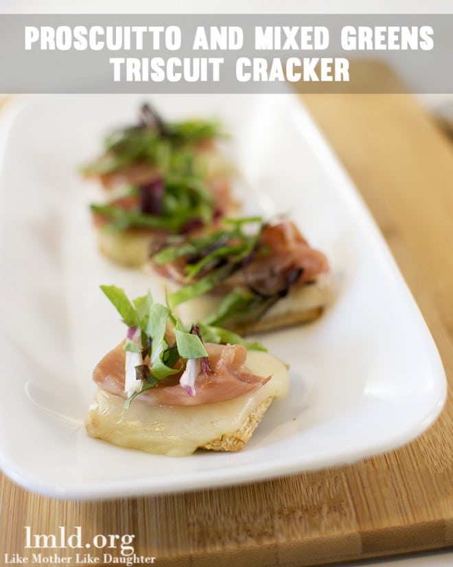 Prosciutto and Mixed Greens Triscuit Cracker