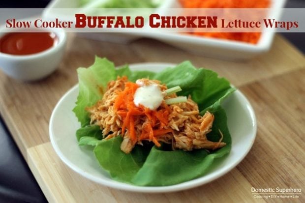 Slow Cooker Buffalo Chicken Lettuce Wraps