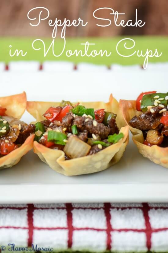 Pepper Steak in Wanton Cups