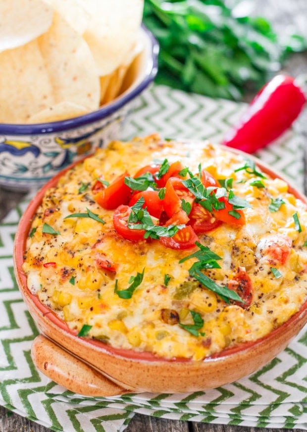 Spicy Cheese Corn and Tomato Dip
