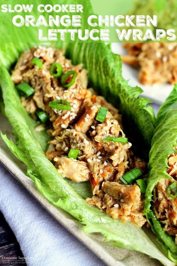 Slow Cooker Orange Chicken Lettuce Wraps