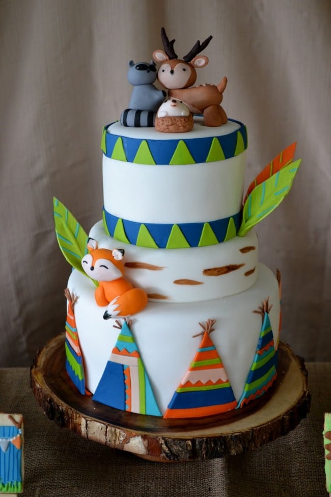 Boys Woodland Camping Themed Party Cake