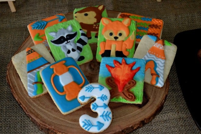 Boys Woodland Themed Camping Party Cookies