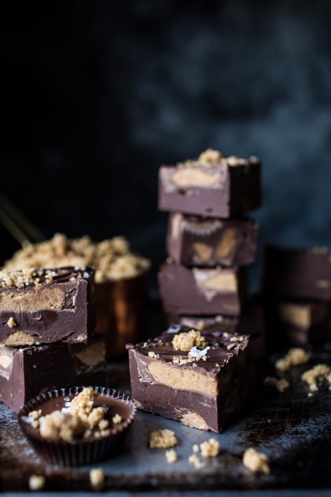 Fudge Easy-Peanut-Butter-Cup-Fudge-with-Salted-Bourbon-Sugar
