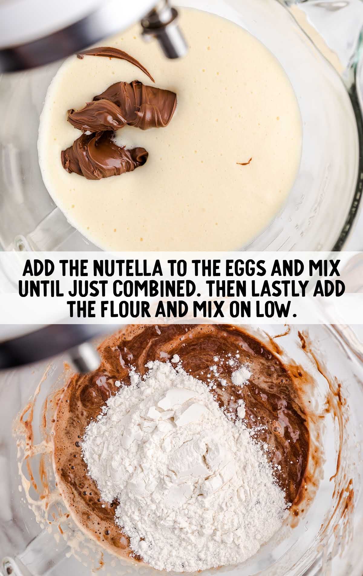 Nutella added to the egg and mixed together