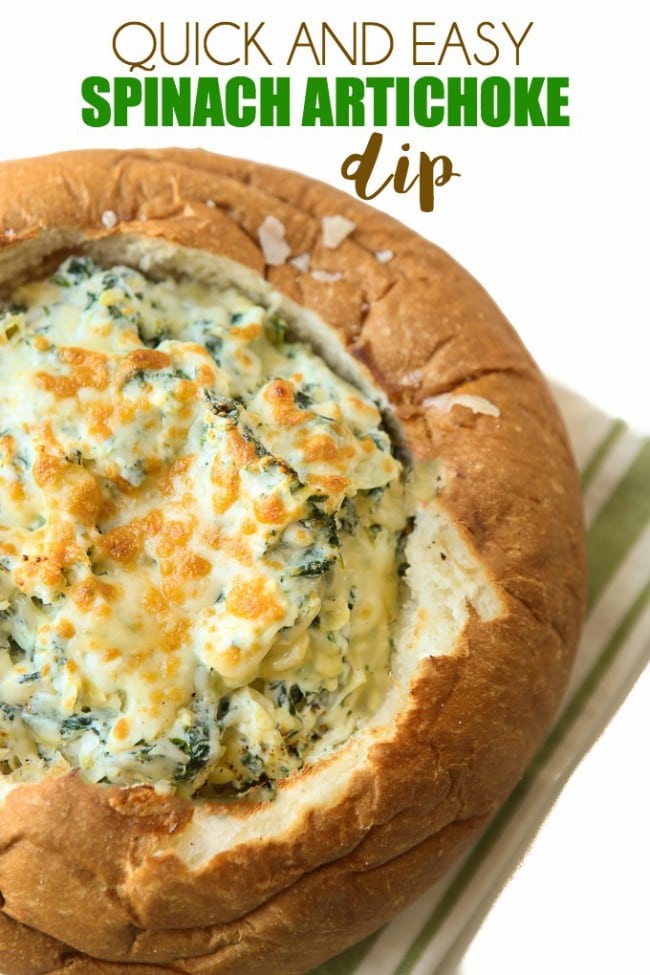 Delicious, quick and easy. Why not try this spinach artichoke dip?