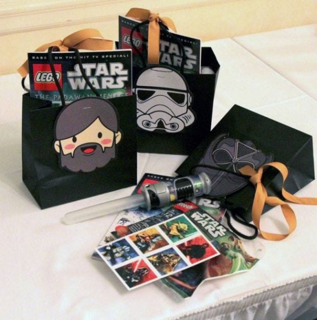 Star Wars themed party bag parcels filled birthday 